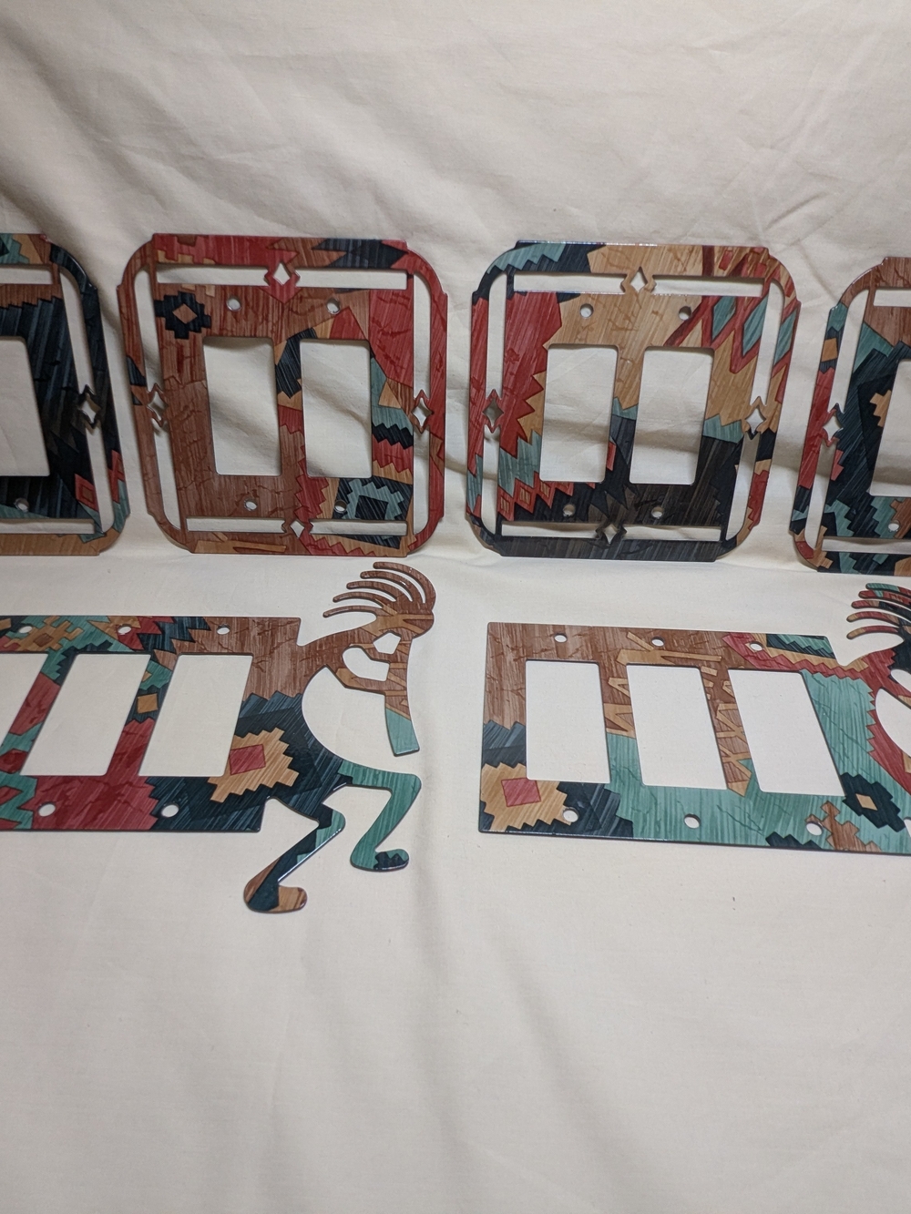 6 Southwest Pattern Metal Multicolor Kokopelli Toggle Wall Switch Plate Covers